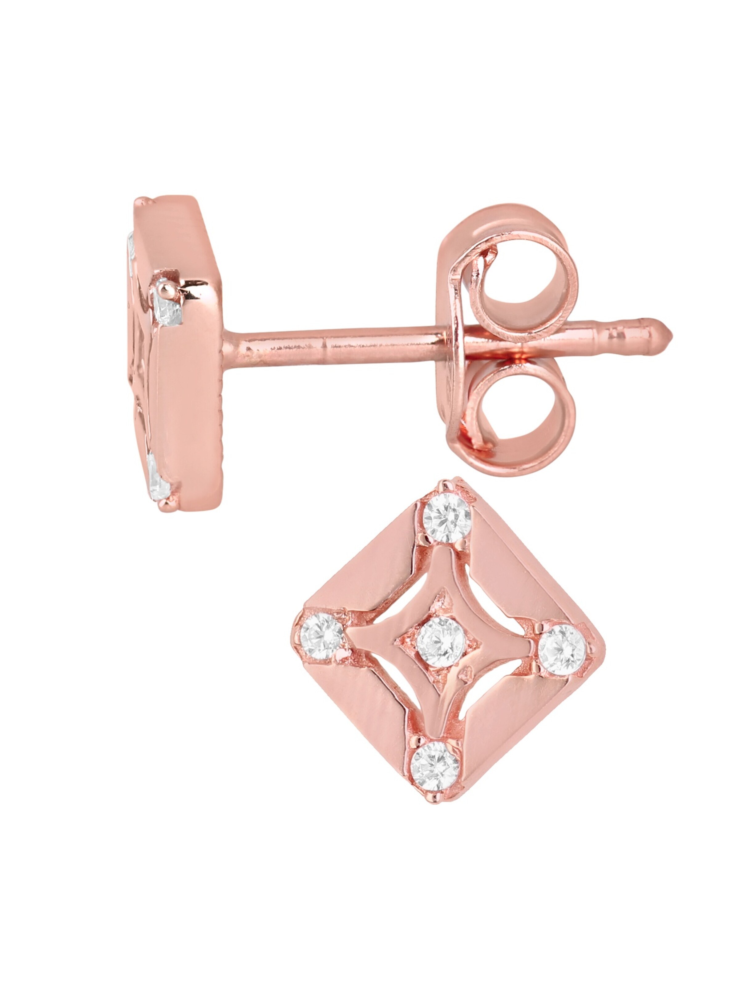 Boucles d'oreilles 'Ohrstecker aus 375 Roségold mit Zirkonia in Roségold' DIAMANT LETERNEL en or
