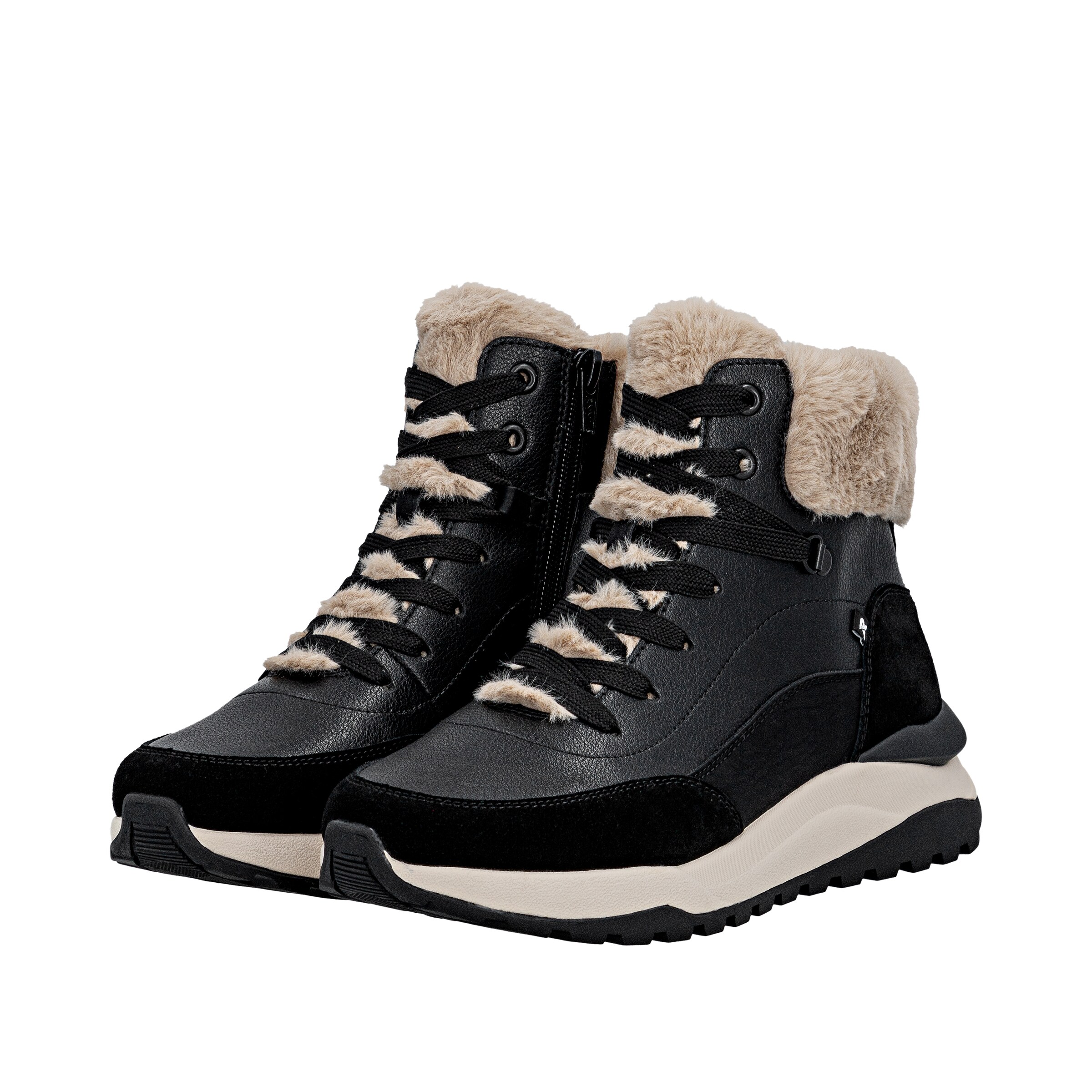 Rieker Lace-Up Ankle Boots in Black