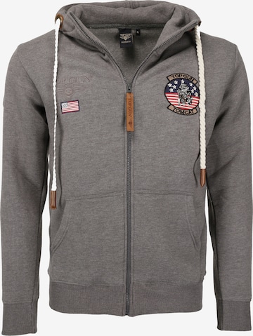 TOP GUN Zip-Up Hoodie in Grey: front