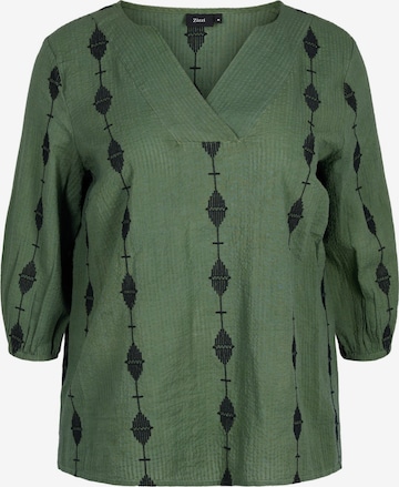 Camicia da donna 'XAVA' di Zizzi in verde: frontale