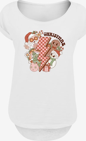 T-shirt 'Groovy Christmas Flash Cozy Vibes' F4NT4STIC en blanc : devant
