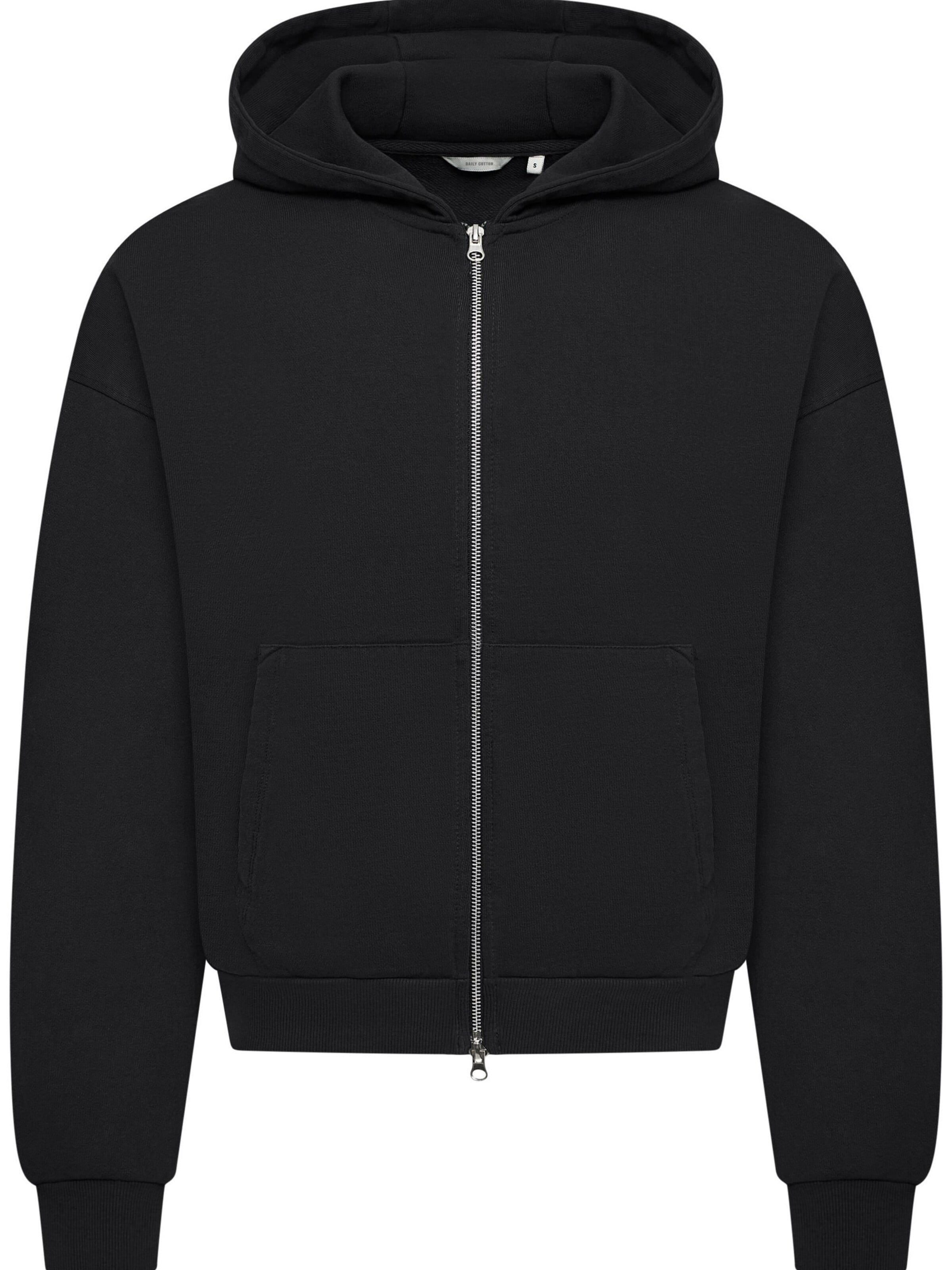 Daily Cotton Sweatjacke 'DCCUENCA'‌‌‌ in Schwarz: Vorderseite
