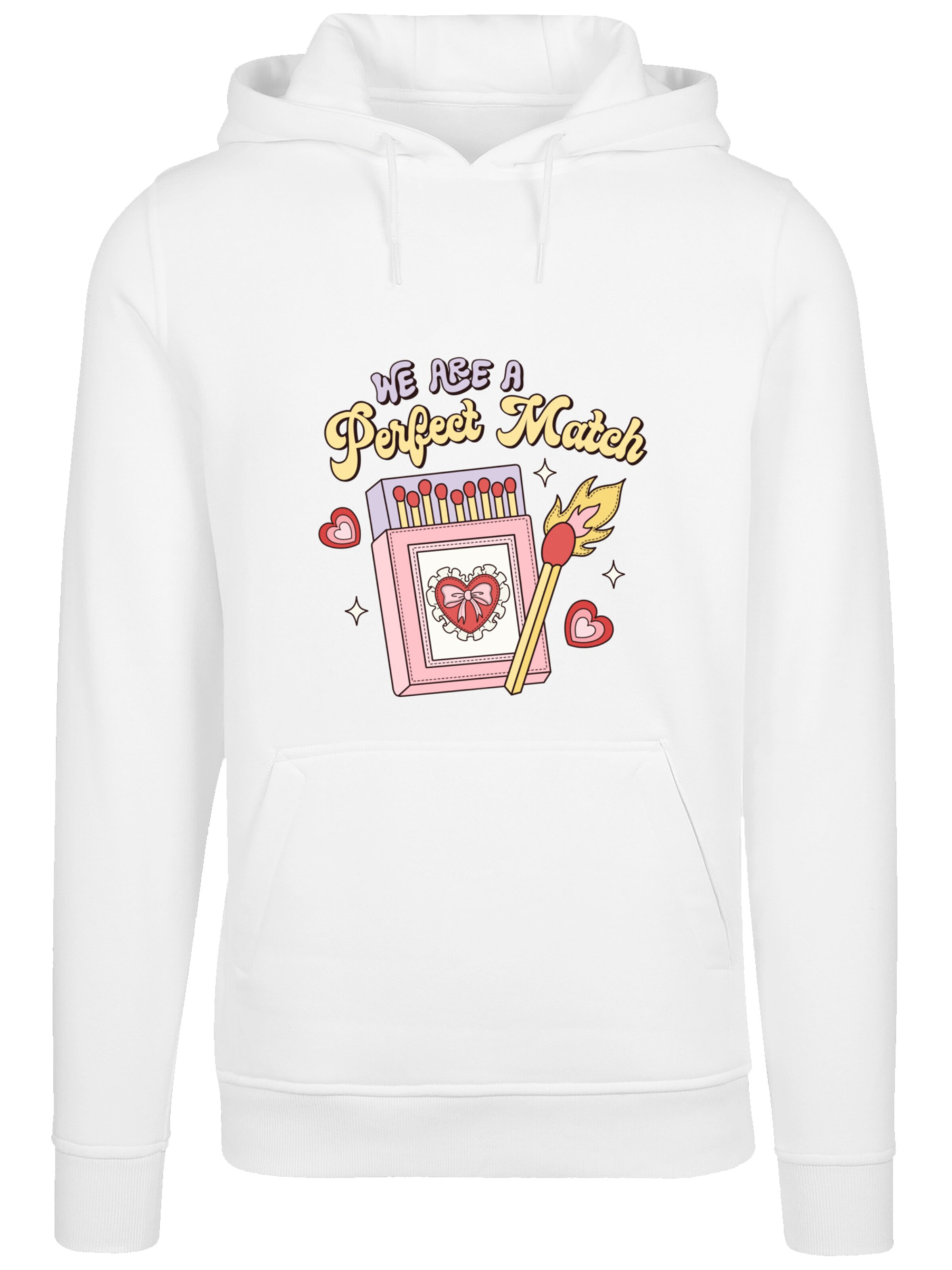 Sweat-shirt 'We Are A Perfect Match Love' F4NT4STIC en blanc : devant