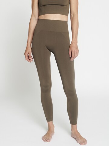 rethinkit studios Skinny Leggings 'Hella' in Brown: front