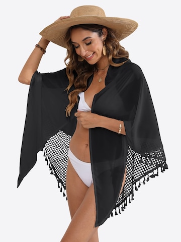 Magicshe Oversized Wrap 'Strand-Pareo mit Fransen' in Black: front