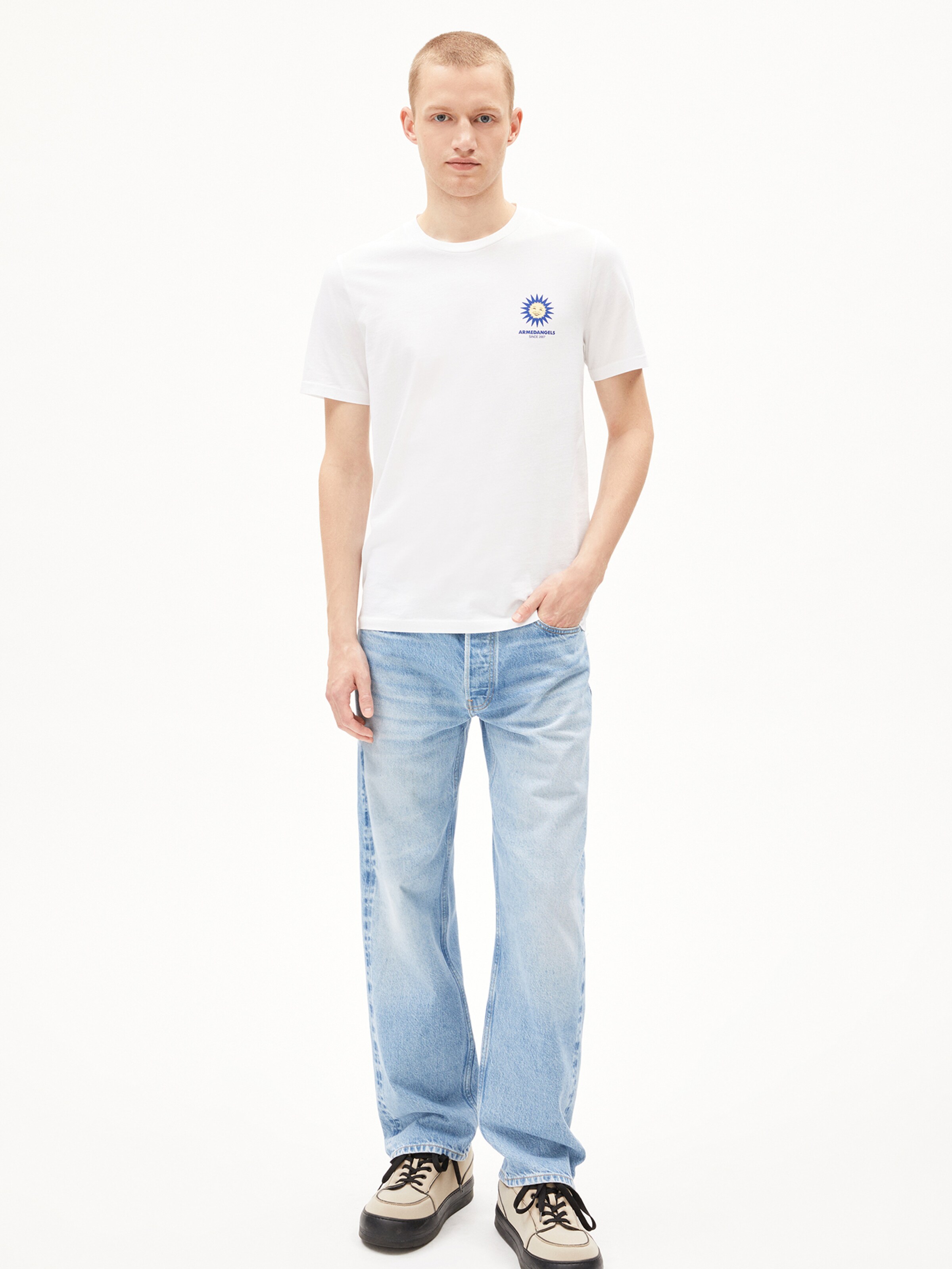 ARMEDANGELS T-Shirt ' JAAMES COLORED ' in Weiß