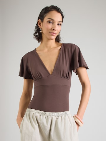 ABOUT YOU Koszula body w kolorze brązowy: przód