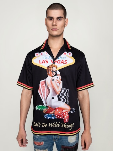 MAD TIGERS Comfort Fit Hemd 'LAS VEGAS BOWLING' in Schwarz: Vorderseite