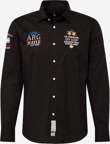 La Martina Regular fit Button Up Shirt in Black: front