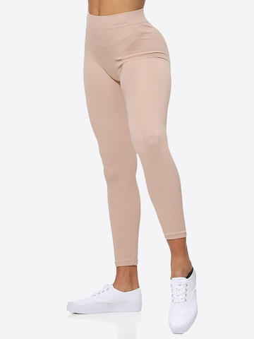Skinny Pantalon de sport Yenita en beige : devant