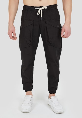 Tom Barron Tapered Pants in Black: front