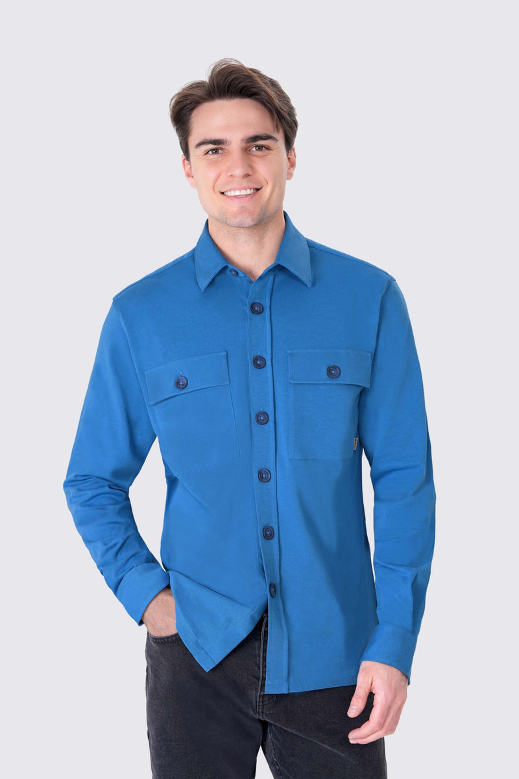UNIQVIBE Regular fit Overhemd in Blauw: voorkant
