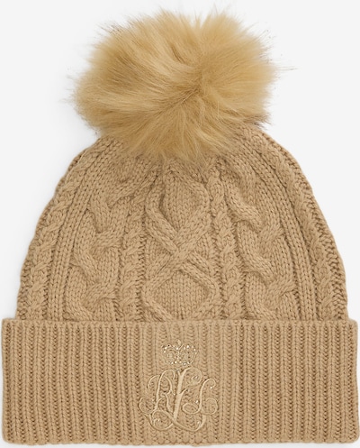 Megzta kepurė iš Lauren Ralph Lauren, spalva – smėlio spalva, Prekių apžvalga