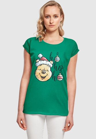 ABSOLUTE CULT Shirt 'Winnie The Pooh - Ho Ho Ho Baubles' in Green: front