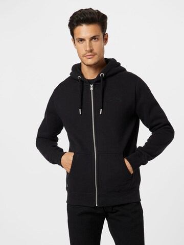 Superdry Zip-Up Hoodie in Black: front