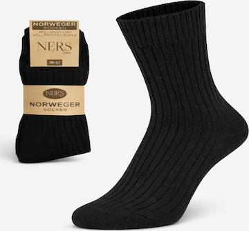 NERS Socks 'Wool Nordic' in Black: front