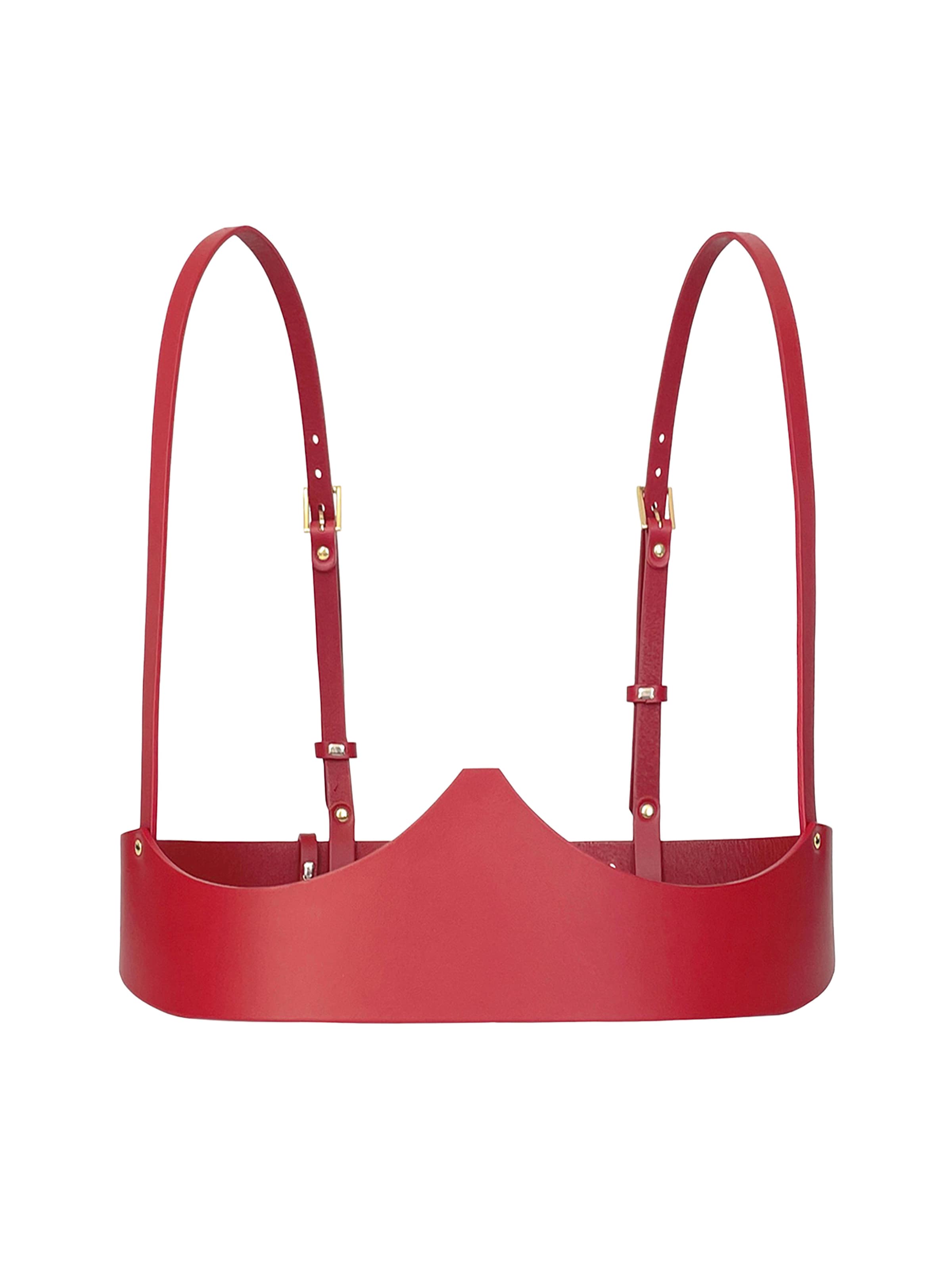 Haute Cuir Belt 'Venus Underbust Harness' in Red: front