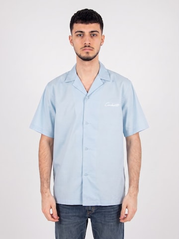 Fit confort Chemise 'S/S Delray Shirt Icaria / White' Carhartt WIP en bleu