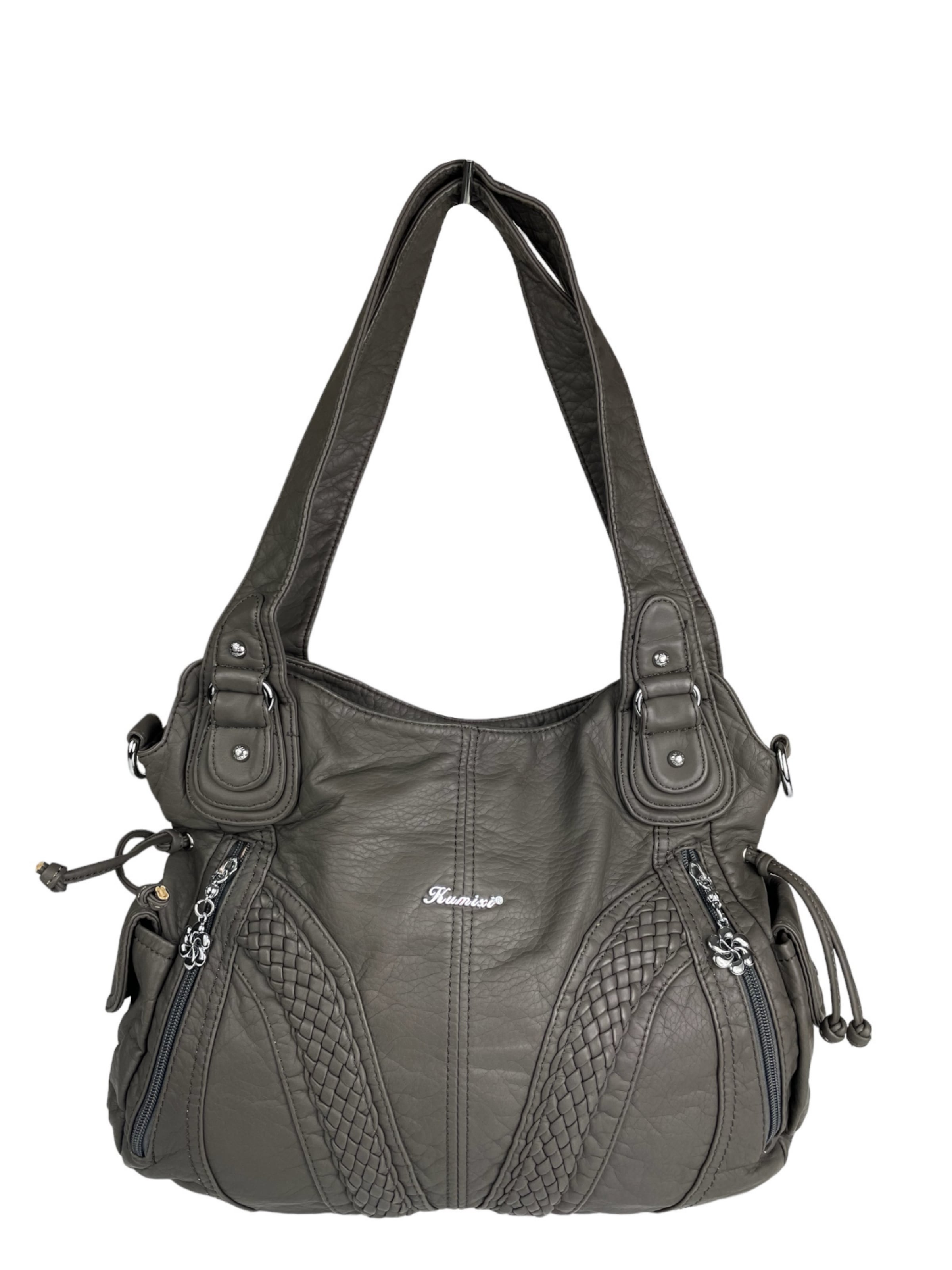 Borsa a mano di Kumixi in grigio: frontale