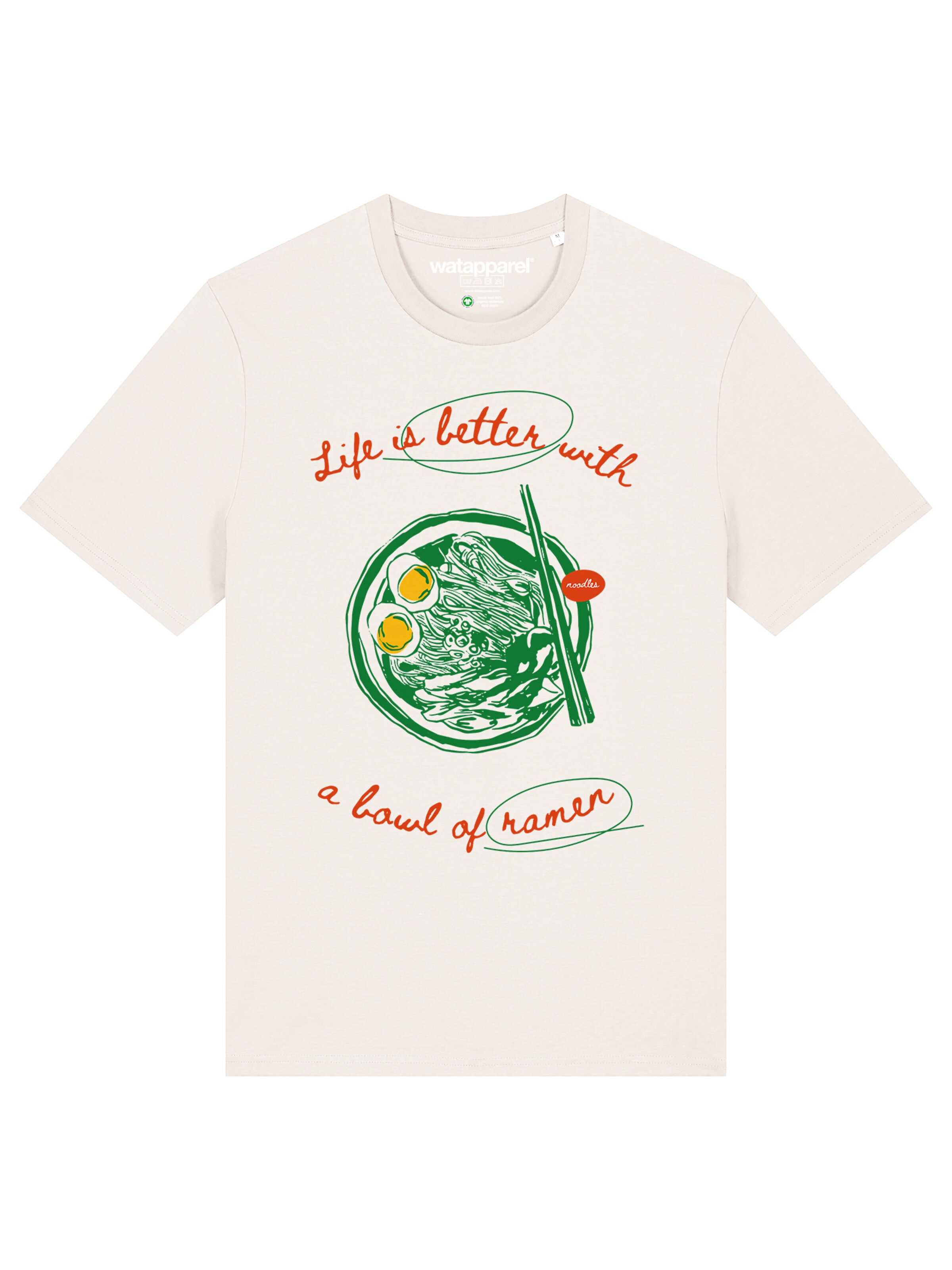 T-Shirt 'Life Is Better With Ramen' Watapparel en blanc : devant