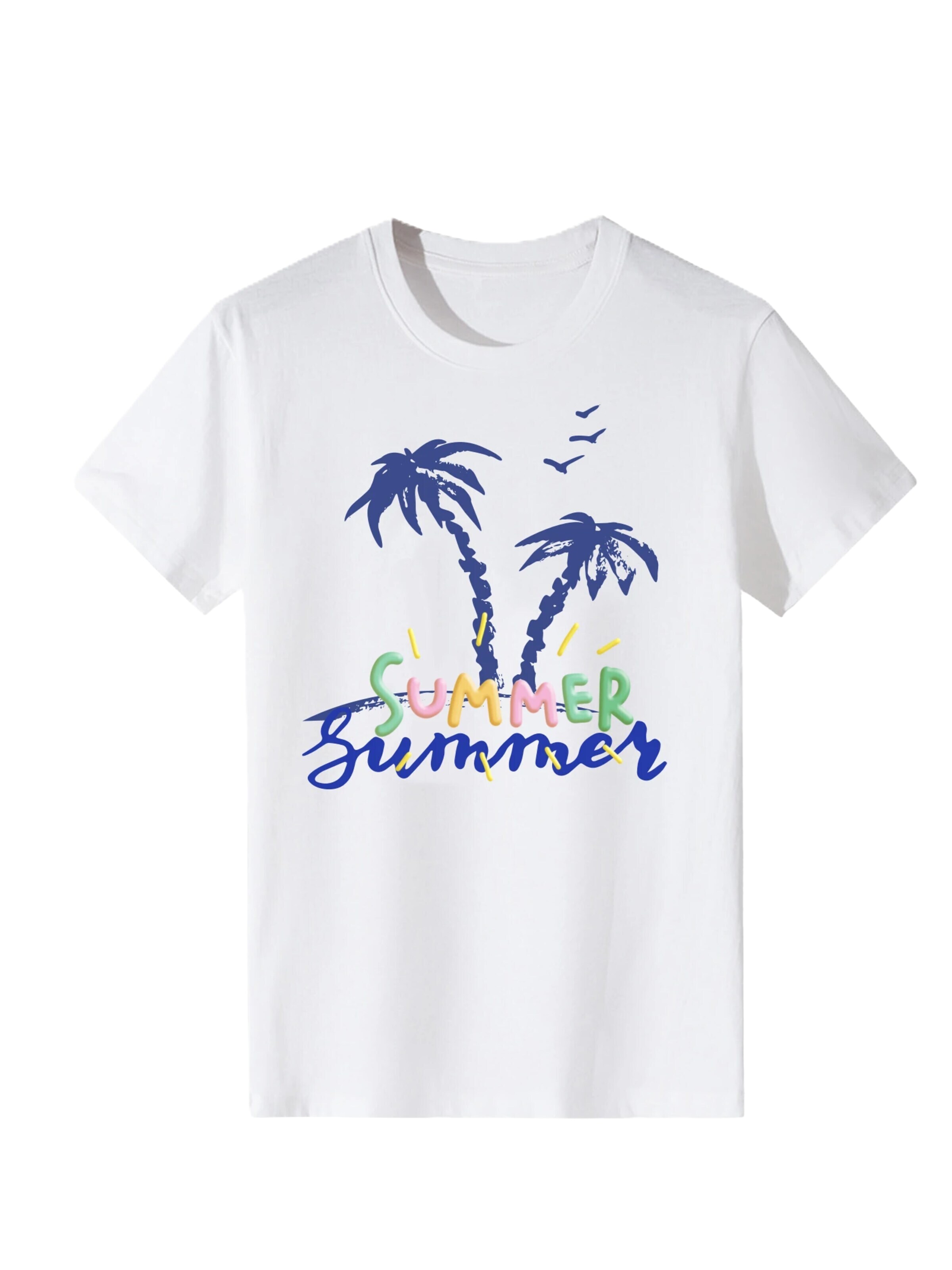 T-shirt 'Summer Palm Tree' LapaPlus en blanc : devant