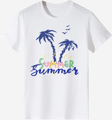 T-shirt 'Summer Palm Tree' LapaPlus en blanc : devant