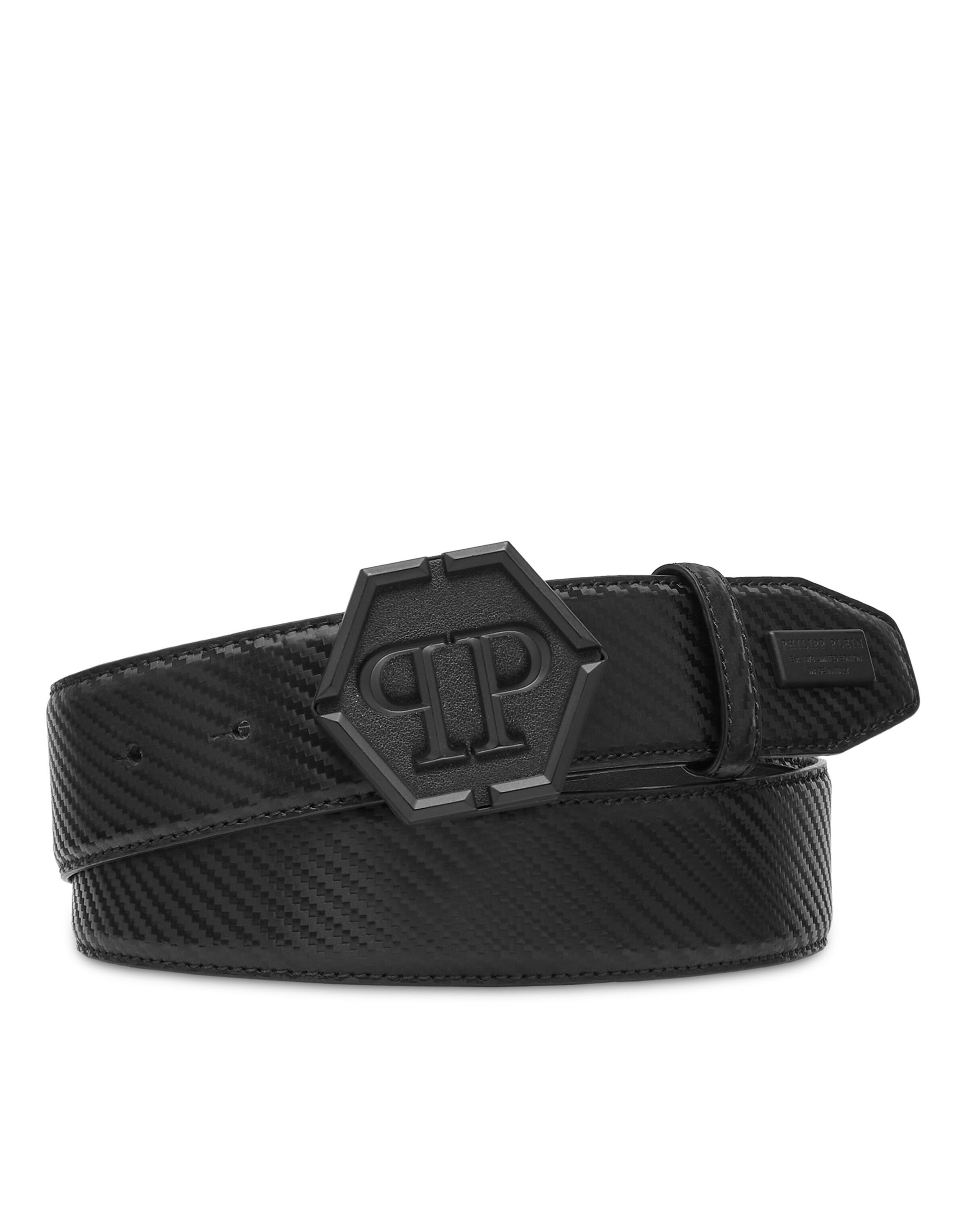 Philipp Plein Belt 'Hexagon' in Black: front