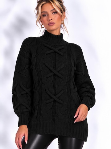 Worldclassca Knit Cardigan 'Strick Pullover mit Stehkragen' in Black: front