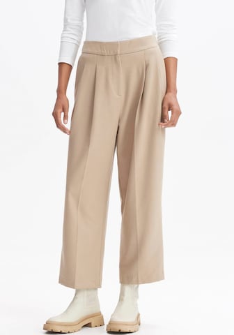 OPUS Wide leg Trousers with creases 'Mozy' in Beige: front