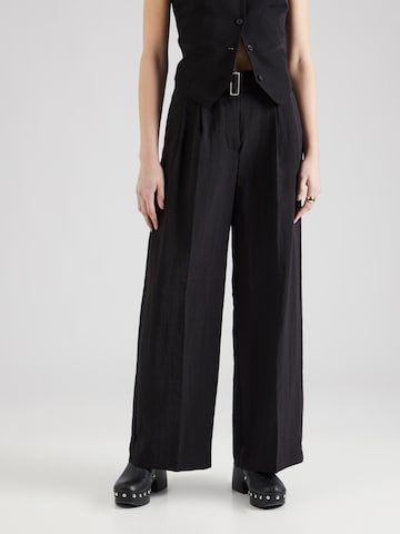 Wide leg Pantaloni cutați 'Edelmira' de la MSCH COPENHAGEN pe negru: față