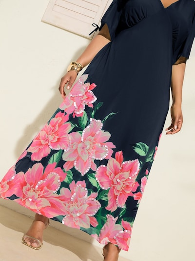 Friends Like These Dress in Cream / Navy / Green / Rose, Item view