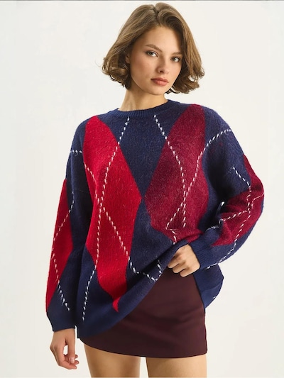Bianco Lucci Pullover em marinho / vermelho / bordeaux / branco, Vista do artigo