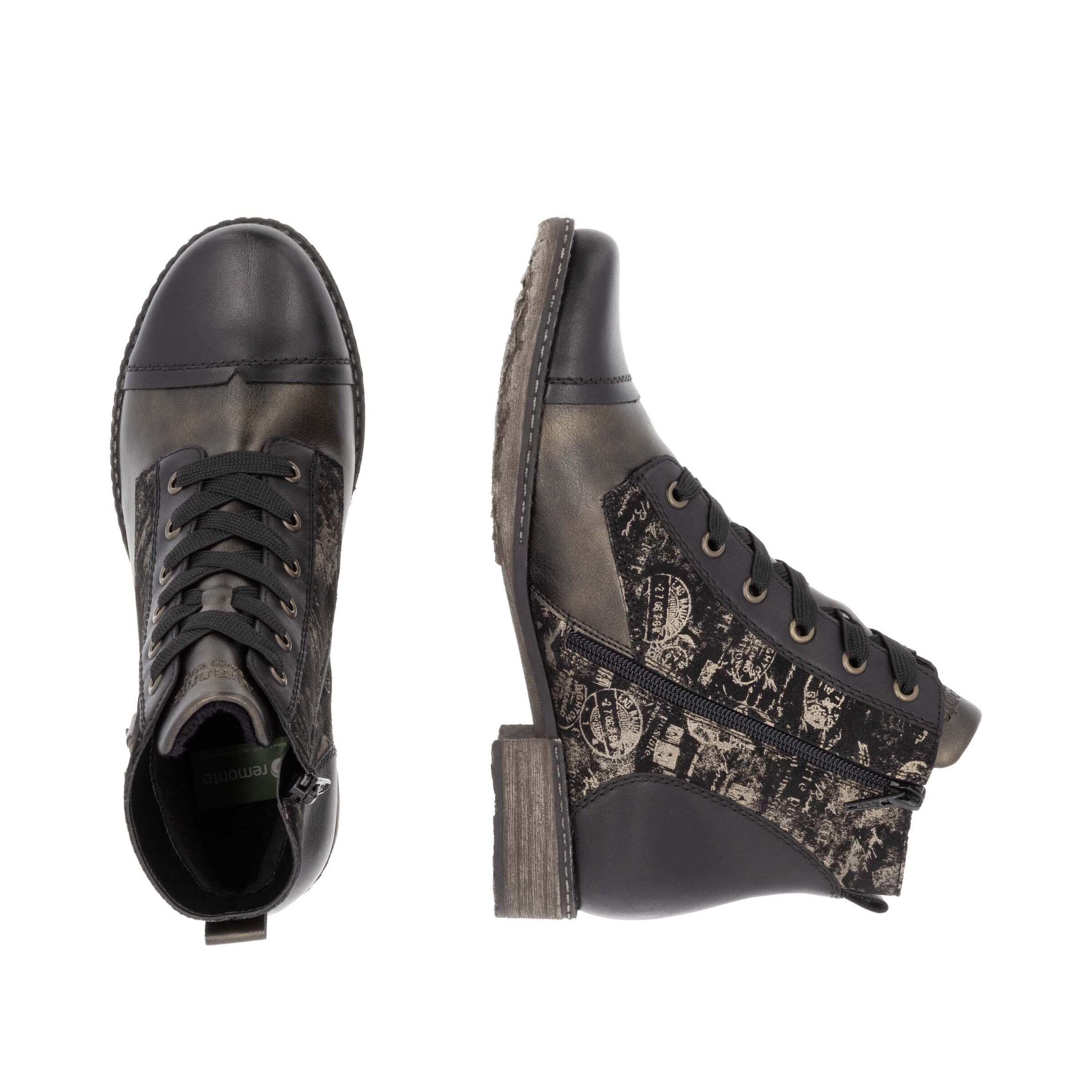 REMONTE Schnürstiefelette in Schwarz