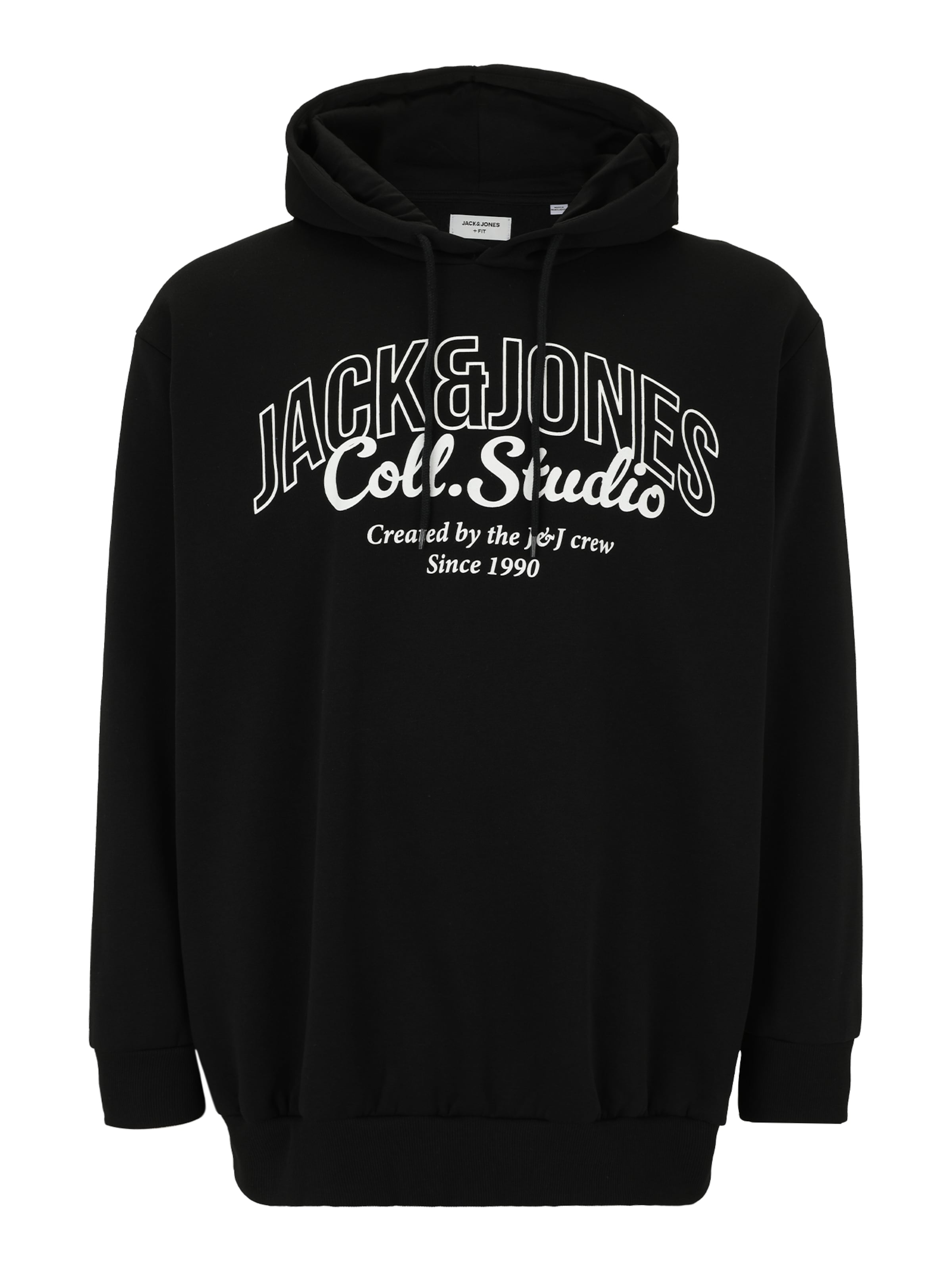 melns Jack & Jones Plus Sportisks džemperis 'JJMAKOTO': no priekšpuses