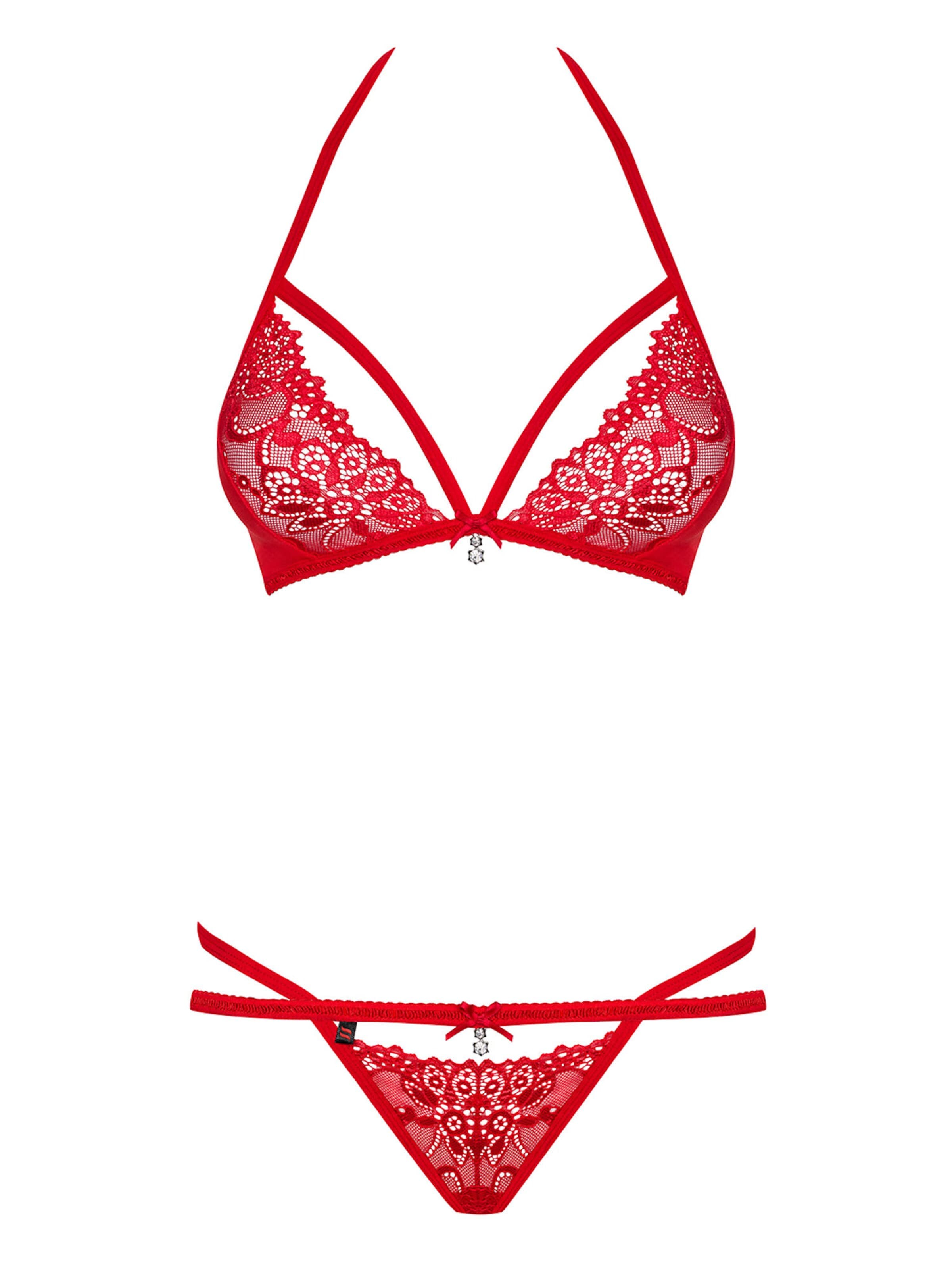Obsessive Minimiser Underwear Sets in Red: front