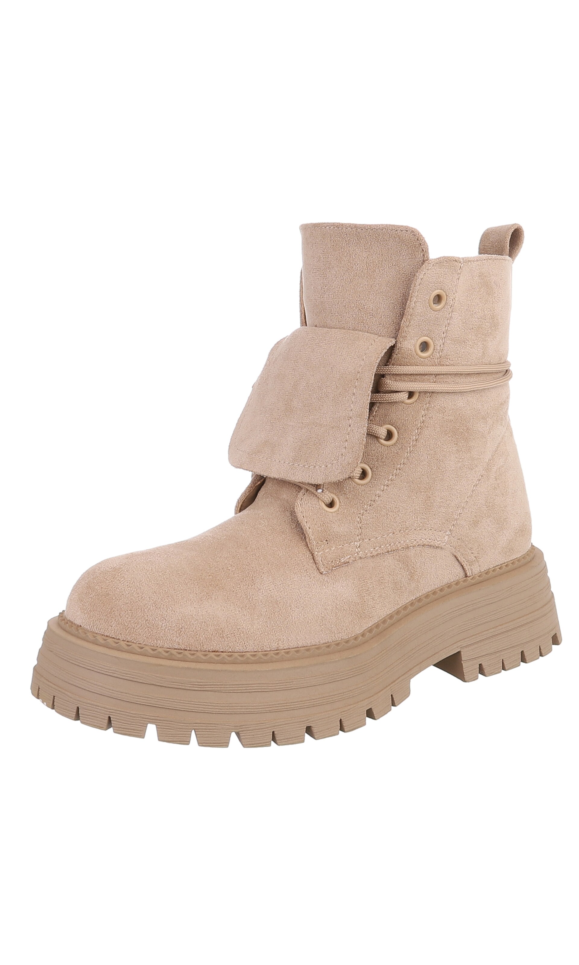 Ital-Design Schnürstiefelette in Beige: Vorderseite