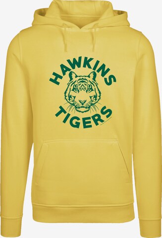 Sweat-shirt 'Stranger Things Hawkins Tigers Netflix TV Series' F4NT4STIC en jaune : devant