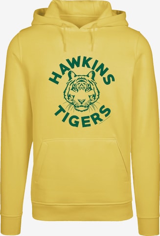 Sweat-shirt 'Stranger Things Hawkins Tigers Netflix TV Series' F4NT4STIC en jaune : devant