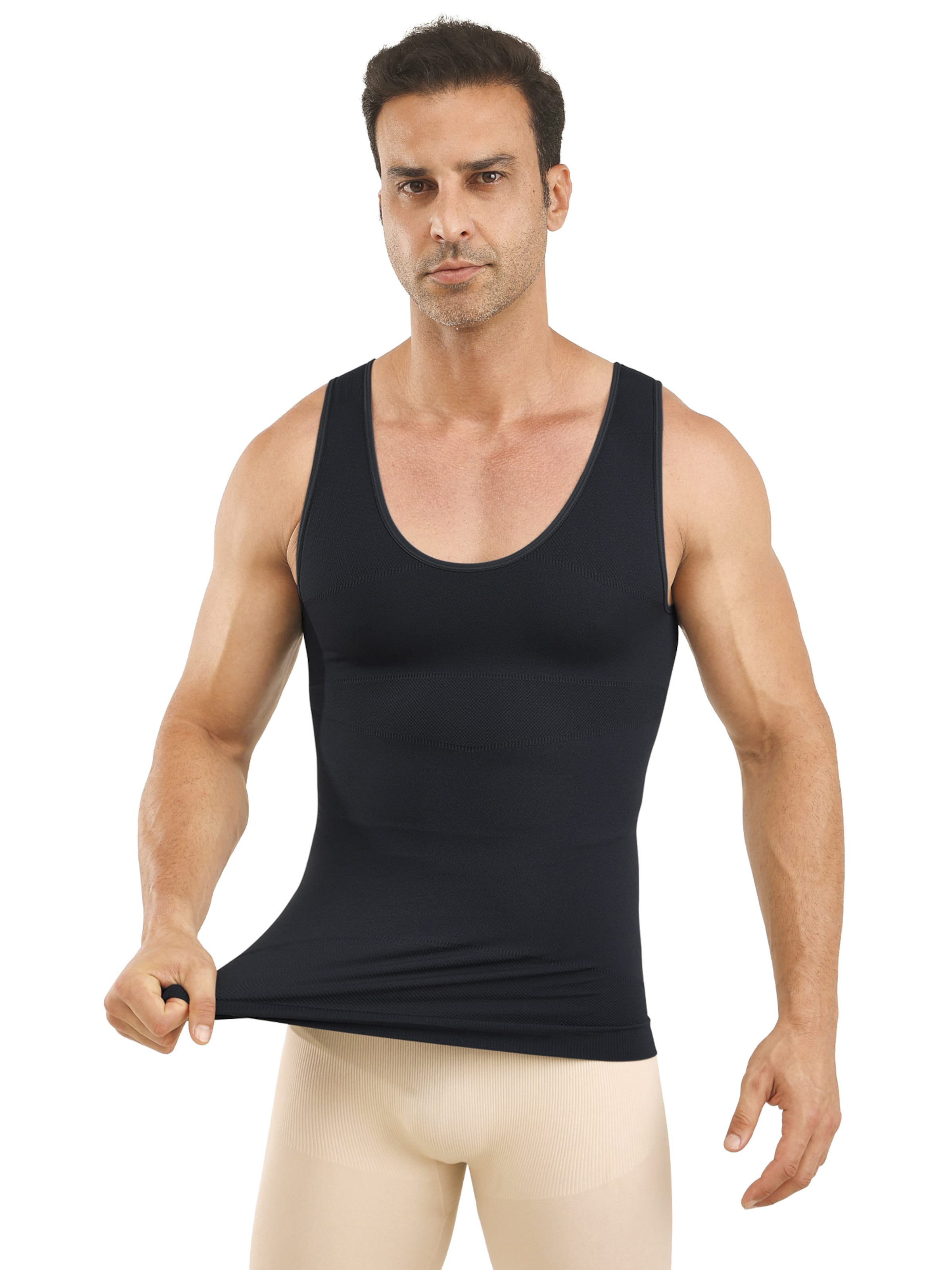 MEETWEE Onderhemd 'Men's Compression Tank Top Shirt Shapewear' in Zwart: voorkant