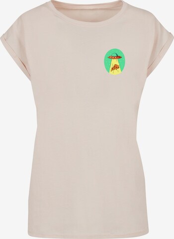 Mister Tee Shirt 'Ufo Pizza' in Beige: front