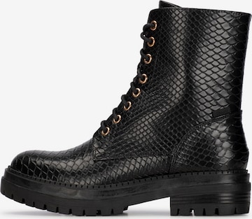 POSH by Poelman Lace-up bootie 'Door' in Black: front