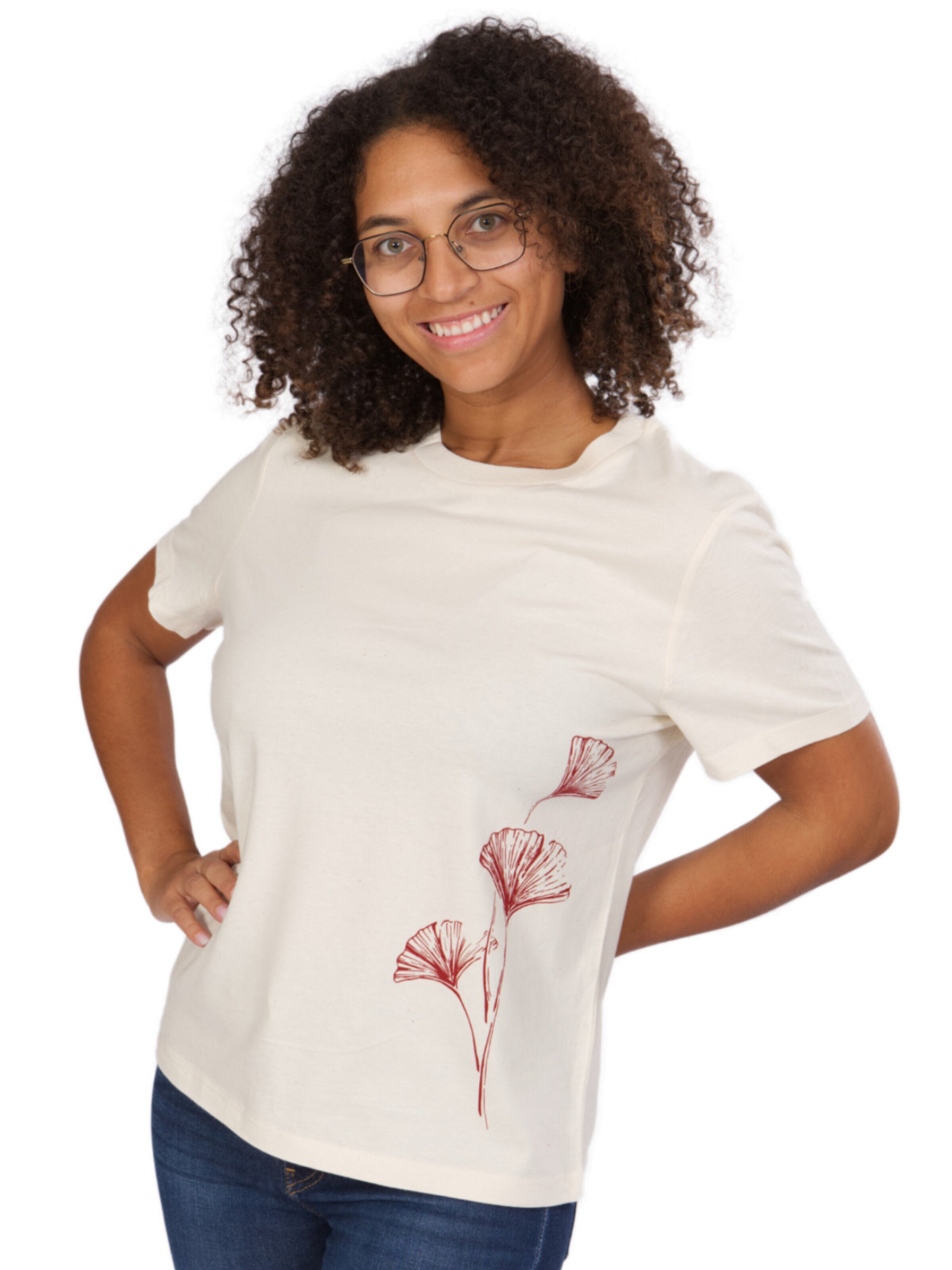 Life-Tree Shirt 'Shirt "Fairwear Organic" Ginkgo'‌‌‌‌‌‌ in Weiß: Vorderseite