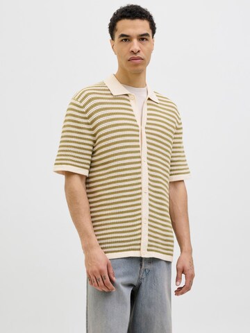 JACK & JONES Πλεκτή ζακέτα 'JORAlmeria' σε μπεζ: μπροστά
