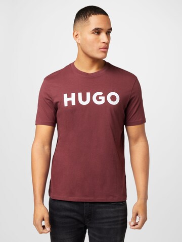 HUGO Μπλουζάκι 'Dulivio' σε καφέ: μπροστά