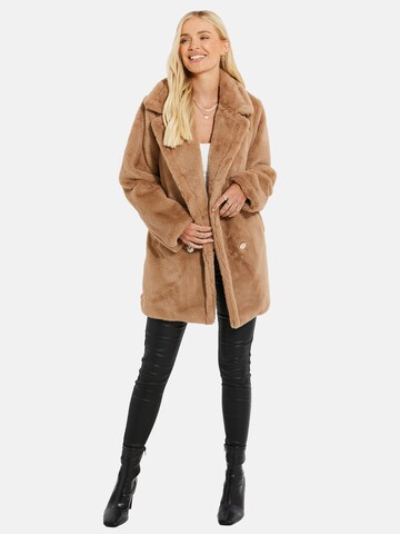 Threadbare Between-seasons coat 'Furry' in Brown