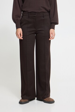 ICHI Wide leg Trousers 'KATE' in Black: front