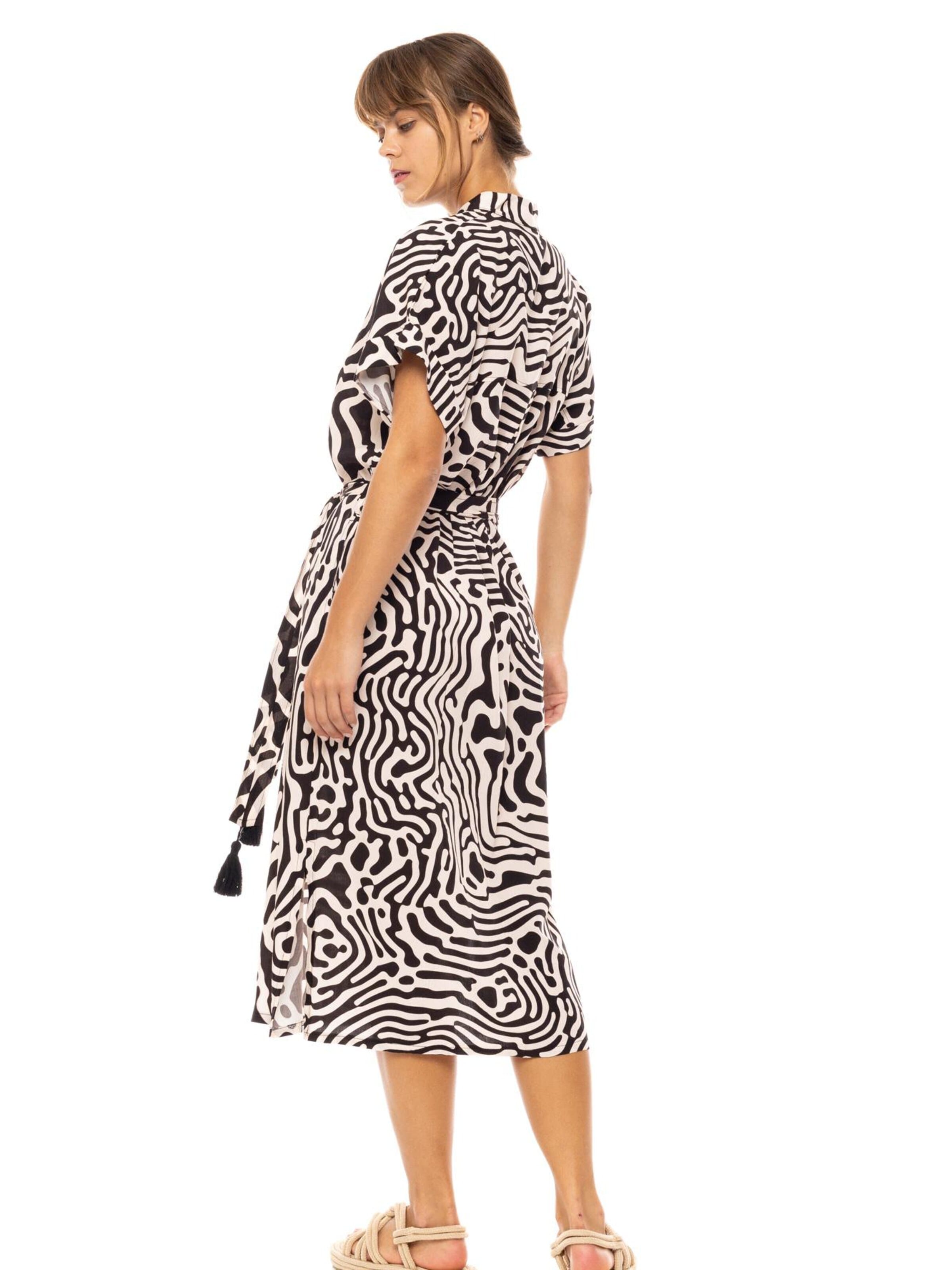 Pink Label - Vestido de verano 'BEACHWEAR BLACK GEO' en negro