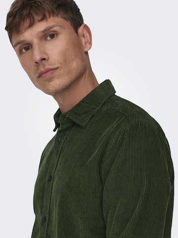 Only & Sons Regular fit Button Up Shirt 'Tyn' in Green