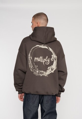 Multiply Apparel Zip-Up Hoodie 'Law Of Nature' in Brown: front