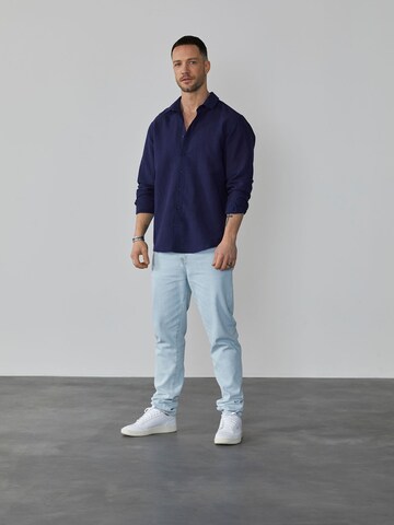 DAN FOX APPAREL Regular fit Overhemd 'Baran' in Blauw